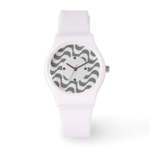 Montre vagues noires et blanches en pavé portugais