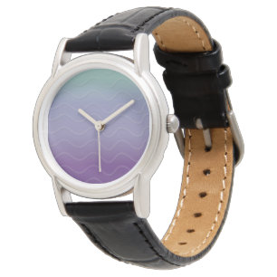 Montre Vagues Ombré - Turquoise & pourpre (foncé)