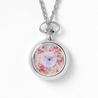 Montre Valentine Days,Elegant,Purple Peach Flowers Patter