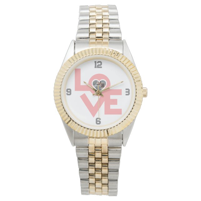 Montre Valentines Couple Heart Photo personnalisée person (devant)