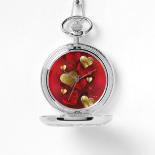Montre Valentines dorées et rouges