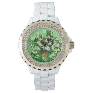 Montre Van Gogh - Roses blanches, célèbre peinture