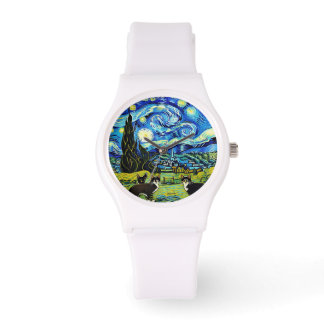 Montre van Gogh s'inspire des chats de nuit étoilés