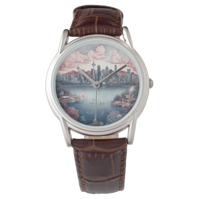 Montre Vancouver City Canada Peinture de voyage (devant)
