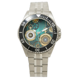 Montre Veille bijoux Steampunk sur un Arrière - plan vert