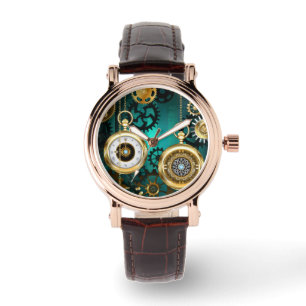 Montre Veille bijoux Steampunk sur un Arrière - plan vert