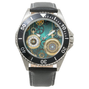 Montre Veille bijoux Steampunk sur un Arrière - plan vert