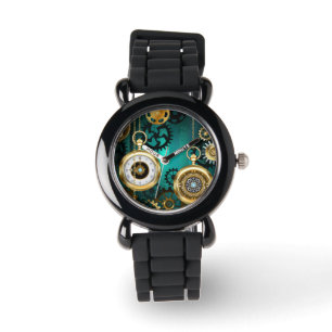Montre Veille bijoux Steampunk sur un Arrière - plan vert