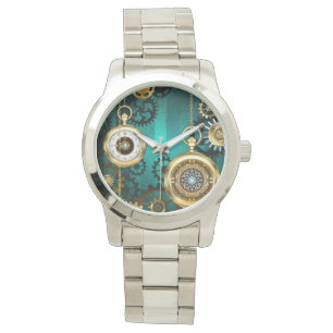 Montre Veille bijoux Steampunk sur un Arrière - plan vert