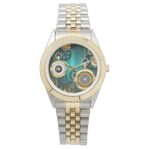 Montre Veille bijoux Steampunk sur un Arrière - plan vert