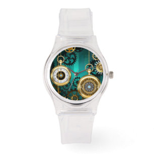 Montre Veille bijoux Steampunk sur un Arrière - plan vert