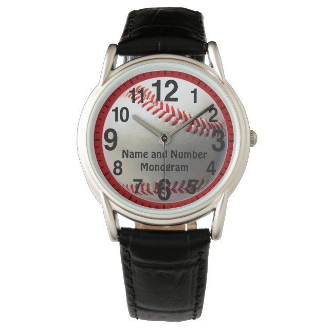 Montre Veille de baseball personnalisée pour hommes ou ga (devant)