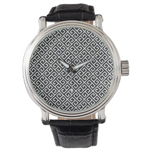 Montre Veille de clé grecque noire et blanche
