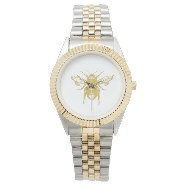 Montre Veille de l'apiculteur d'or métallique (devant)