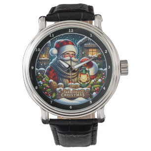 Montre Veille de Noël à la ferme" - Mur de Santa vintage
