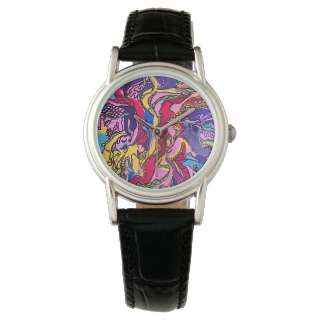 Montre Veille en cuir "Fièvre de la jungle" (devant)