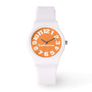 Montre Veille féminine personnalisée à l'orange vif/bl