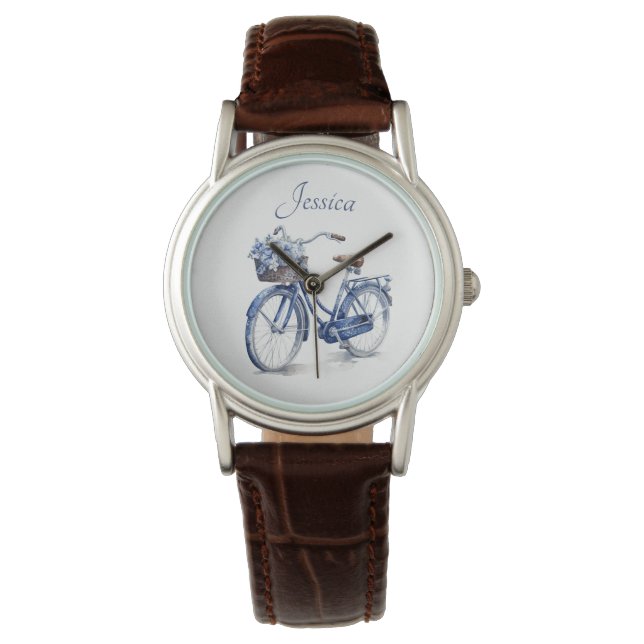 Montre Vélo en Delft Blue personnalisable (devant)