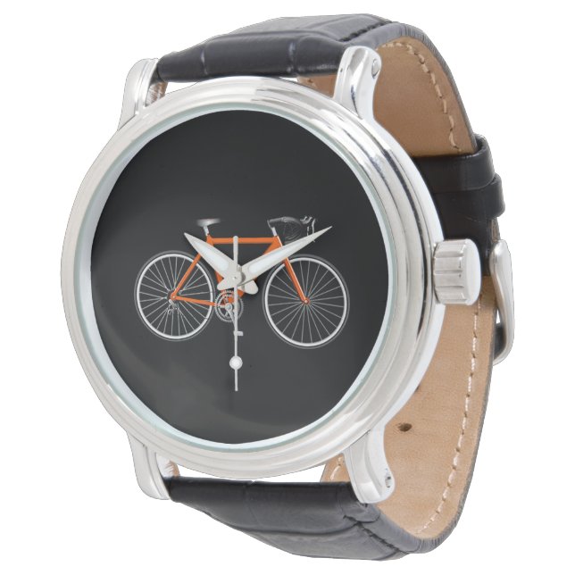 Montre Vélo orange sur noir (Incliné)