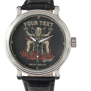 Montre Vélo personnalisé Skeleton Motorcycle Shop Garage