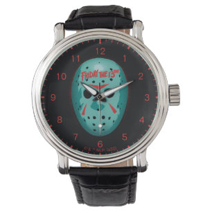 Montre Vendredi 13   Graphique de masque de hockey bleu