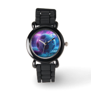Montre Ventilateur de soccer noir pour un timbre impressi