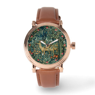 Montre VERDURE, ANIMAUX FORESTIERS, DOES, OISEAUX Floral