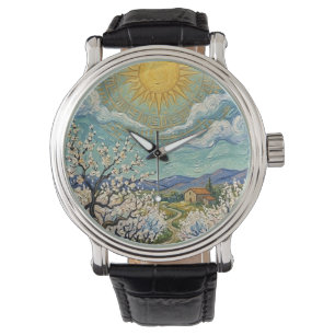 Montre Verger d'amandiers de style Van Gogh en fleurs au