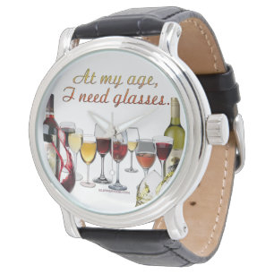Montre Verres à vin SlipperyJoe's jeu de mots coquin roug