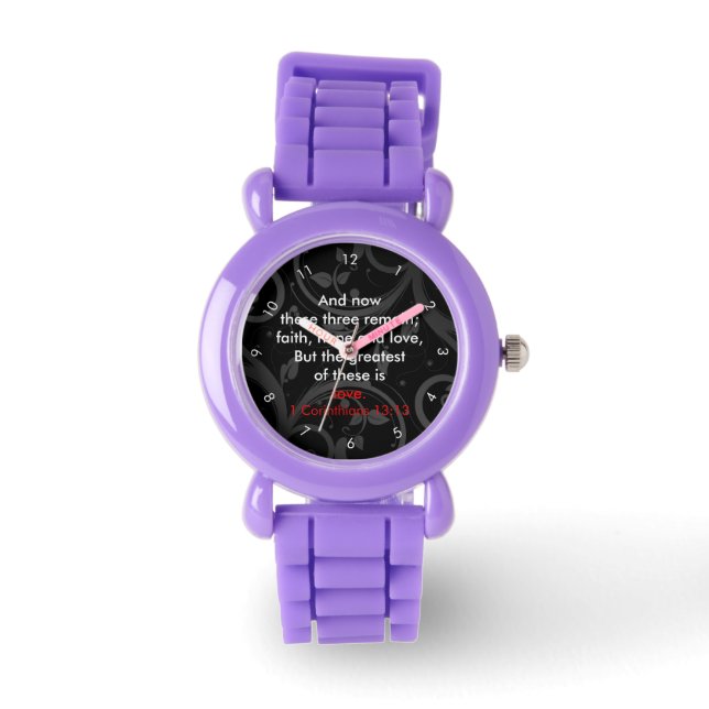 Montre Verse de la Bible Amour, Noir/Rouge (Recto)