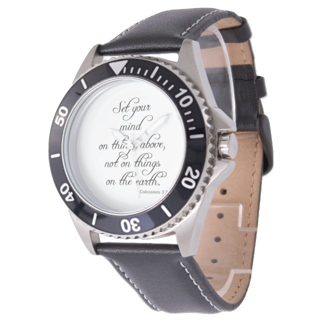 Montre Verset Bible Col 3 2 Fixez votre esprit Wrist Watc (Incliné)