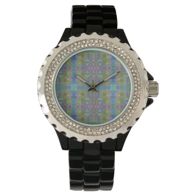 Montre Vert bleu violet géométrique (devant)