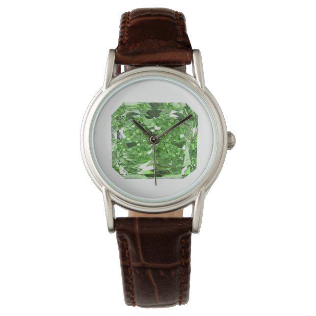 Montre verte brillante Diamant (devant)
