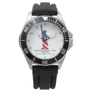 Montre *~* Vétéran militaire de la Liberté Rouge Blanc Bl