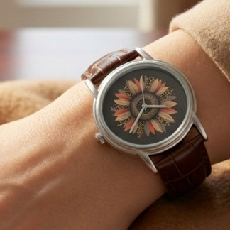 Montre Vibes d'automne Bohème Tournesol Élégant pour femm