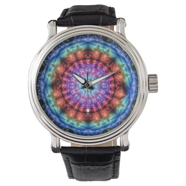 Montre Vibrant Tie Dye Kaleidoscope Rainbow Mandala (devant)
