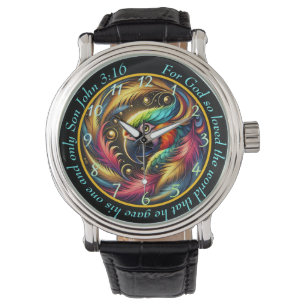 Montre vibrante au perroquet Jean 3:16 Foi tropica