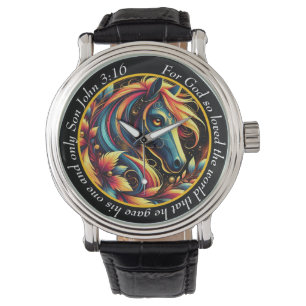 Montre vibrante Jean 3:16 Cheval Nature Foi