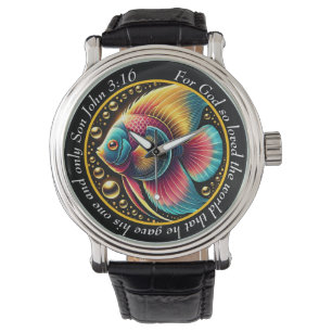 Montre vibrante Jean 3:16 Poisson Océan Foi