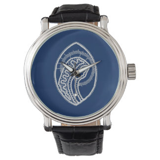 Montre Vierge Marie, dentelle blanche, bleu marine