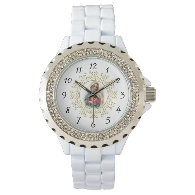 Montre Vierge Marie Immaculée Coeur Or Religieux (devant)