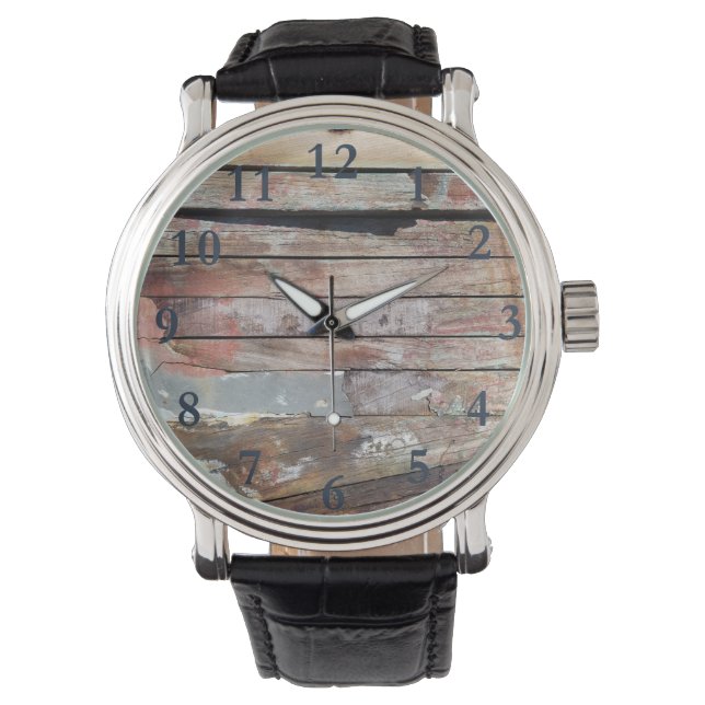 Montre Vieux bois rustique bateau en bois plank (devant)