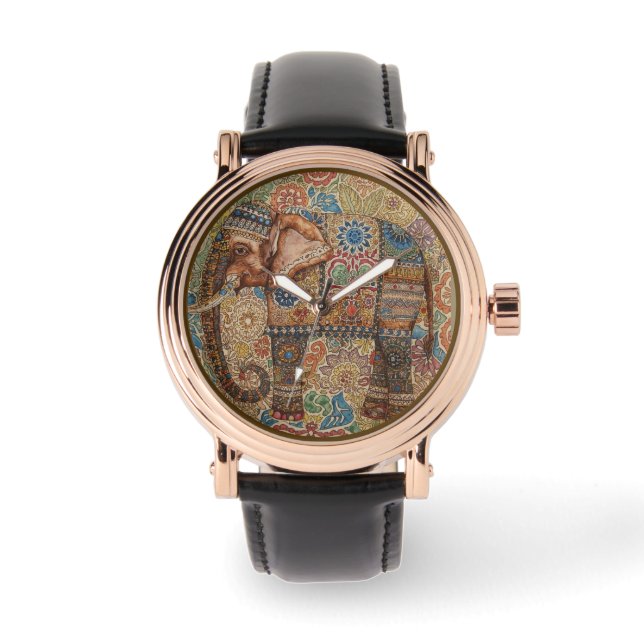 Montre Vintage, Antique Elephant,Batik Pattern (Recto)