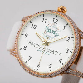 Montre Vintage Botanical Wedding Personalized Names