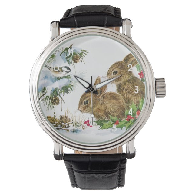 Montre Vintage Bunnies de Noël (devant)