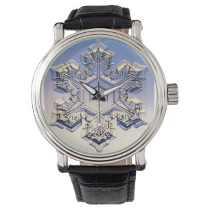 Montre vintage de bracelet en cuir de flocon de