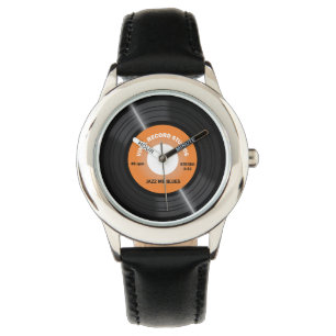 Montre vintage de disque vinyle de l'orange 45