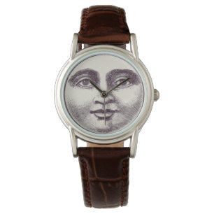 Montre vintage de "visage de lune" d'ère de