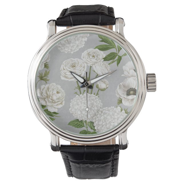 Montre Vintage Farmhouse white flower (devant)