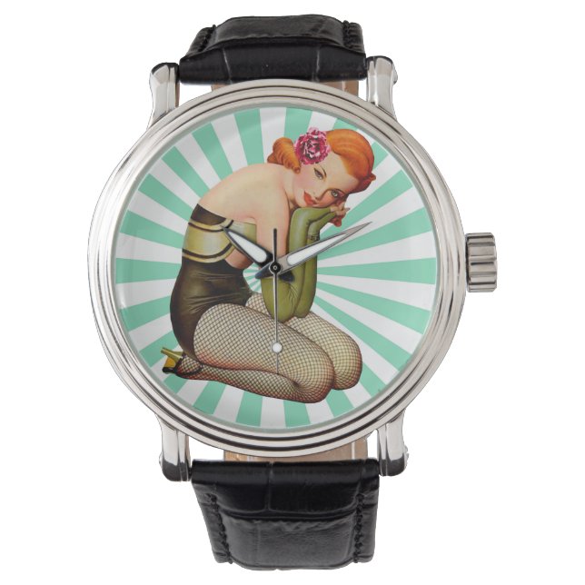 Montre Vintage fille avec rose (devant)